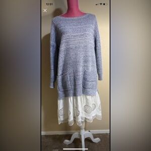 Vintage Light Blue Women's Sweater Dress